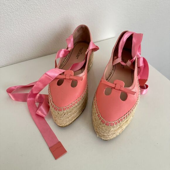 Marc Jacobs The Mouse Espadrille Point Toe Pink Platform Ankle Straps EU 35 US 5 - Picture 3 of 13